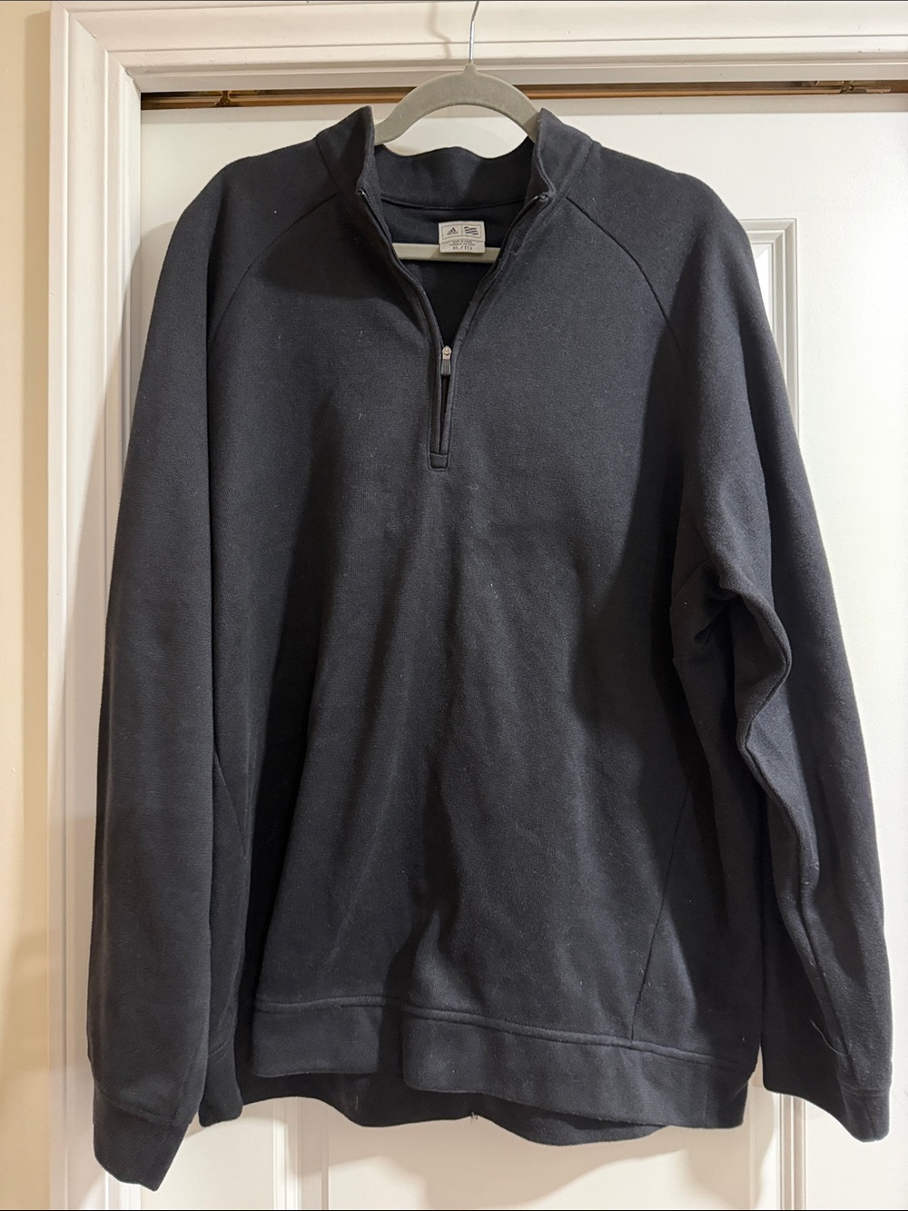 Vintage Adidas Men's Black Quarter-Zip Sweater XL